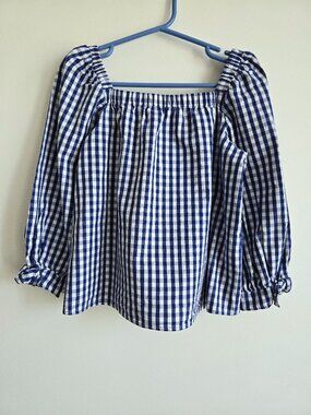 Zara Kids Gingham Check Blouse | Blue & White | Size 9